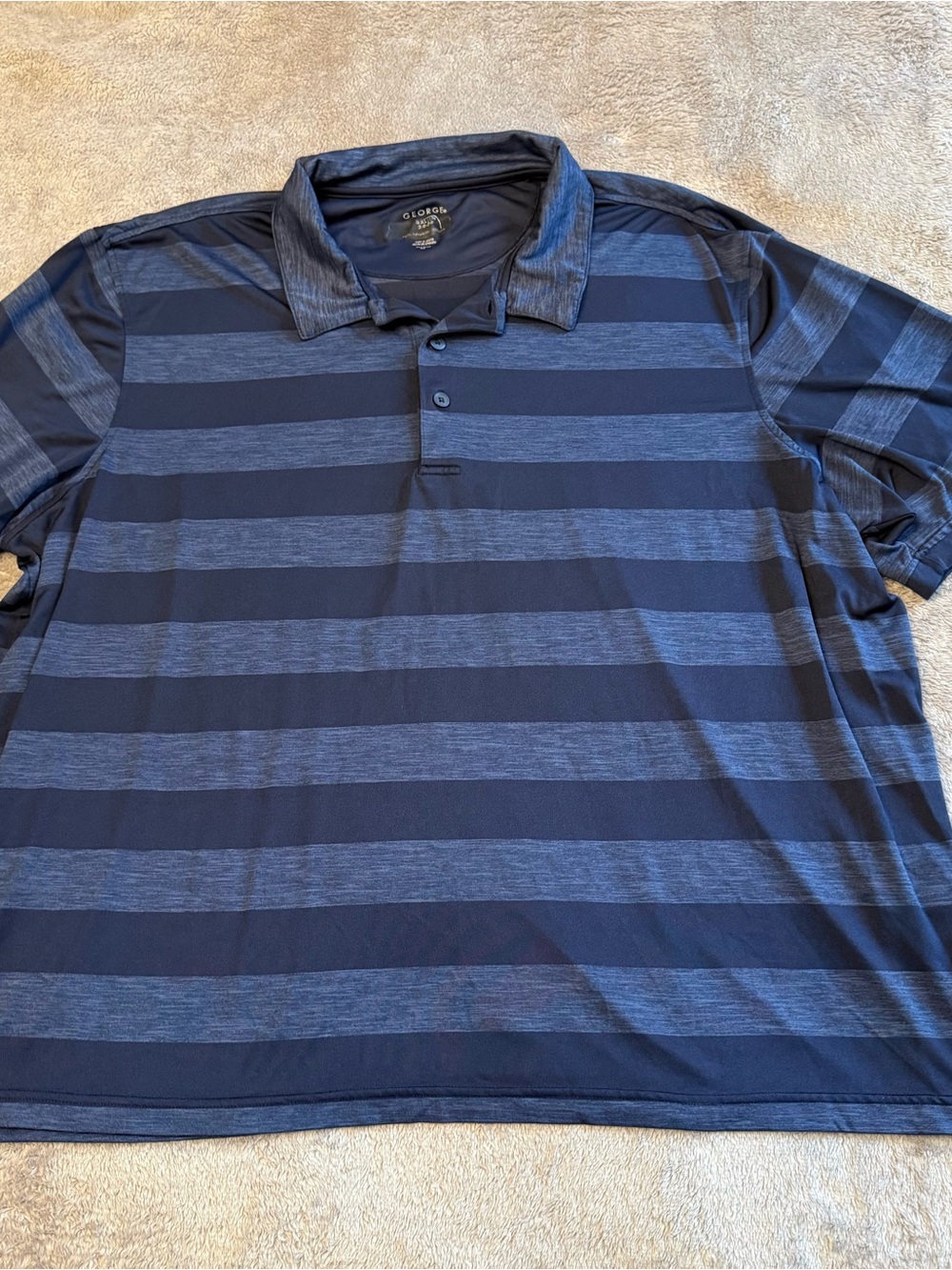 George Navy and Blue Striped Performance Polo